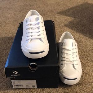 All white leather converse, never been worn